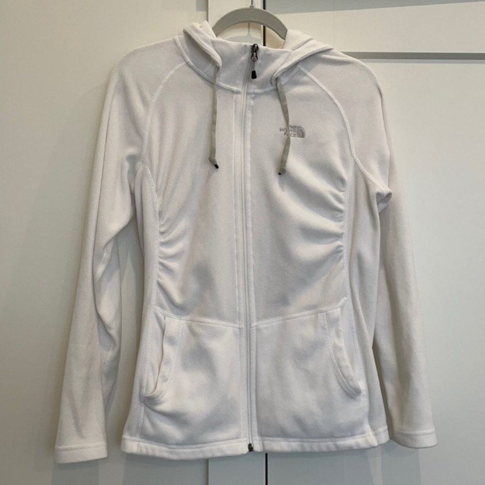 The North Face White Full-Zip Fleece Jacket with Hood
